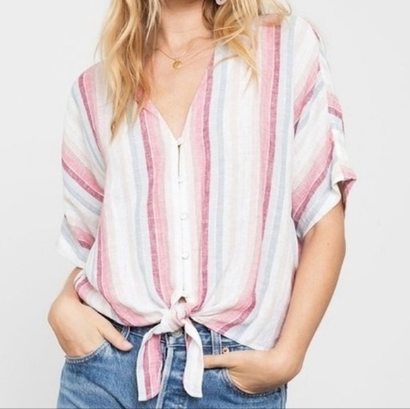 Rails Tops - Rails Thea Tie Front Top Tropic Stripe